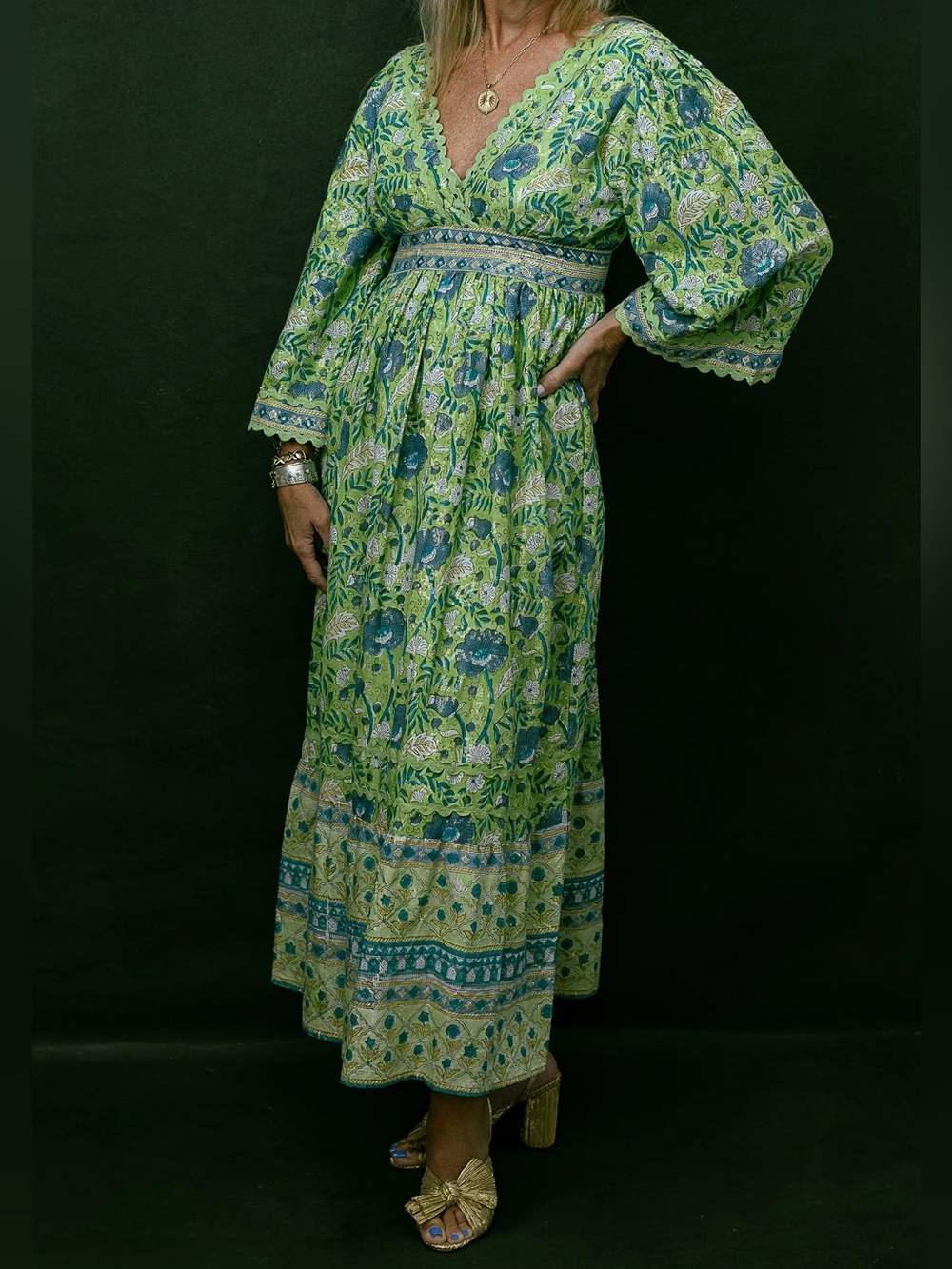 CLARA THE LABEL Casita Maxi Dress in Sweetgrass size S